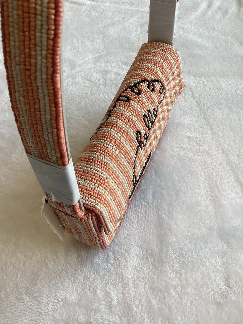 Anthropologie Peach Beaded Telephone Crossbody